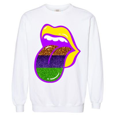 Mardi Gras Colorful Lips Garment-Dyed Sweatshirt