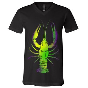 Mardi Gras Crawfish V-Neck T-Shirt