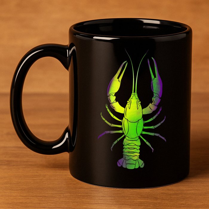 Mardi Gras Crawfish 11oz C Handle Ceramic Mug