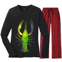 Mardi Gras Crawfish Women's Long Sleeve Flannel Pajama Set 