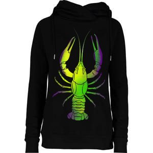 Mardi Gras Crawfish Womens Funnel Neck Pullover Hood