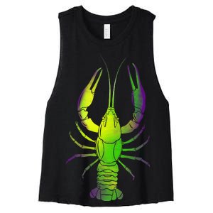 Mardi Gras Crawfish Women's Racerback Cropped Tank