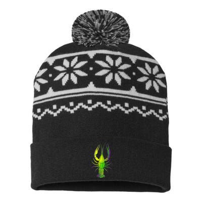 Mardi Gras Crawfish USA-Made Snowflake Beanie