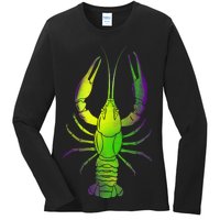 Mardi Gras Crawfish Ladies Long Sleeve Shirt