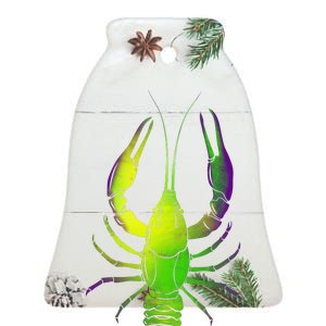 Mardi Gras Crawfish Ceramic Bell Ornament