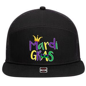 Mardi Gras Crown Logo 7 Panel Mesh Trucker Snapback Hat