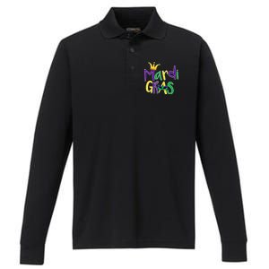 Mardi Gras Crown Logo Performance Long Sleeve Polo