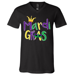 Mardi Gras Crown Logo V-Neck T-Shirt