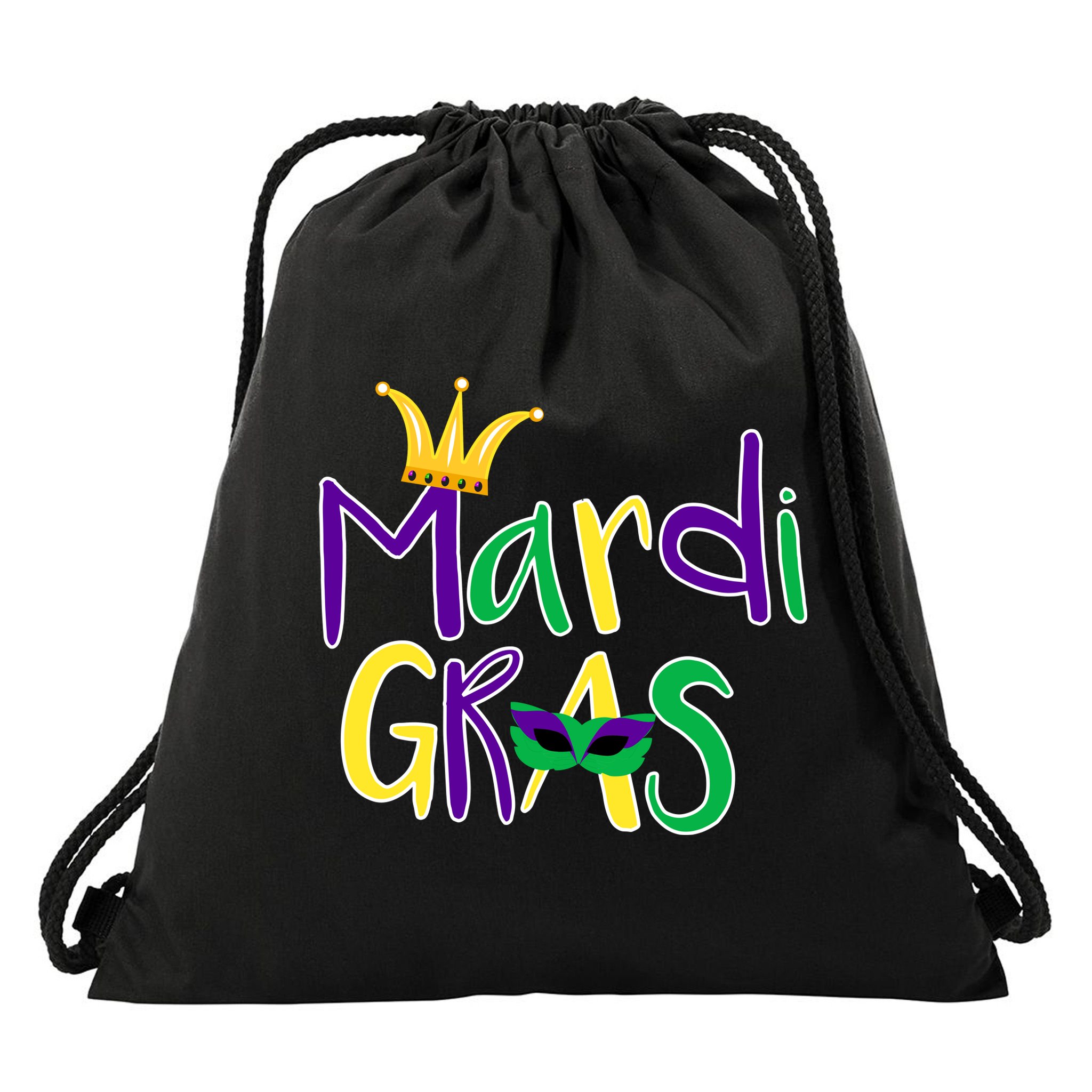 Mardi Gras Crown Logo Drawstring Bag