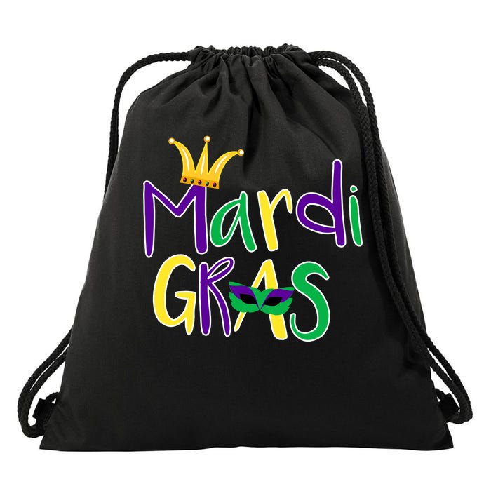 Mardi Gras Crown Logo Drawstring Bag