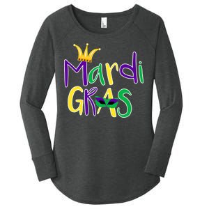 Mardi Gras Crown Logo Women's Perfect Tri Tunic Long Sleeve Shirt