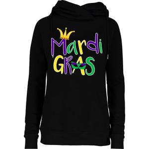 Mardi Gras Crown Logo Womens Funnel Neck Pullover Hood