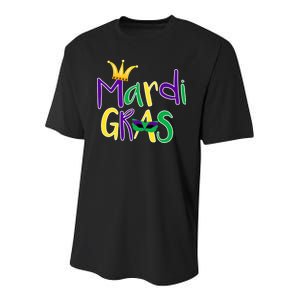 Mardi Gras Crown Logo Youth Performance Sprint T-Shirt