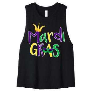 Mardi Gras Crown Logo Women's Racerback Cropped Tank