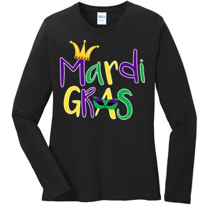 Mardi Gras Crown Logo Ladies Long Sleeve Shirt