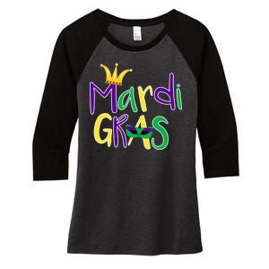 Mardi Gras Crown Logo Women's Tri-Blend 3/4-Sleeve Raglan Shirt