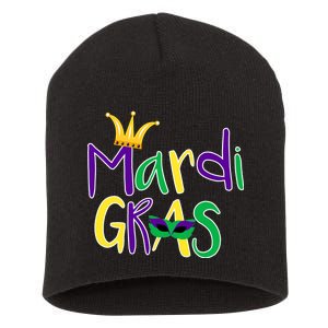 Mardi Gras Crown Logo Short Acrylic Beanie