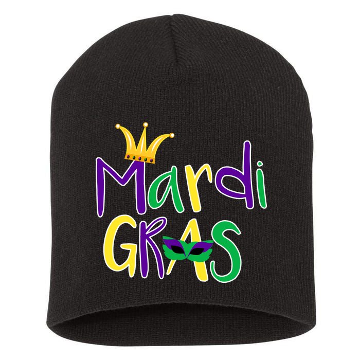 Mardi Gras Crown Logo Short Acrylic Beanie