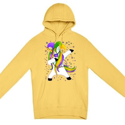 Mardi Gras Dabbing Unicorn Premium Pullover Hoodie