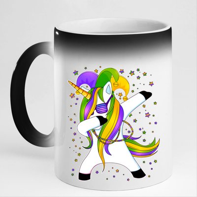 Mardi Gras Dabbing Unicorn 11oz Black Color Changing Mug