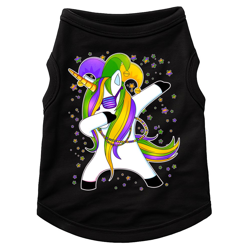 Mardi Gras Dabbing Unicorn Doggie Tank