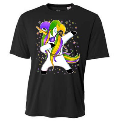 Mardi Gras Dabbing Unicorn Cooling Performance Crew T-Shirt