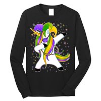 Mardi Gras Dabbing Unicorn Long Sleeve Shirt