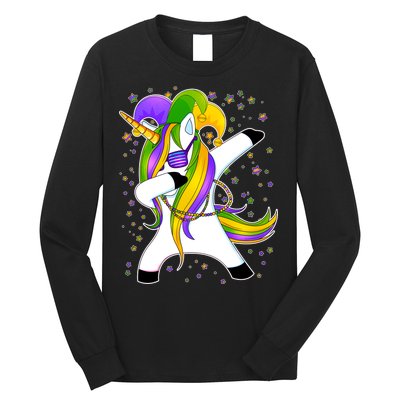 Mardi Gras Dabbing Unicorn Long Sleeve Shirt