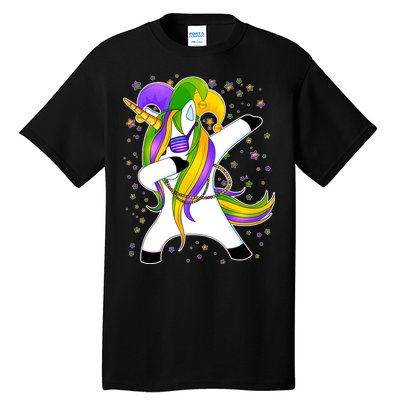 Mardi Gras Dabbing Unicorn Tall T-Shirt