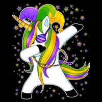 Mardi Gras Dabbing Unicorn Sustainable Bucket Hat