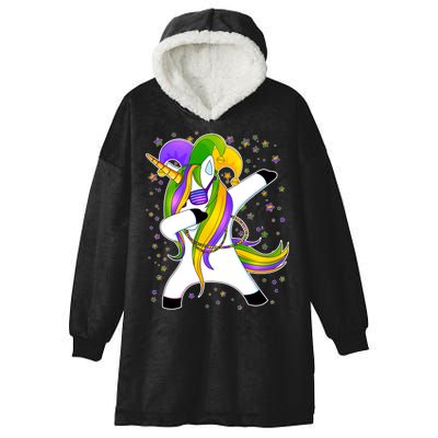 Mardi Gras Dabbing Unicorn Hooded Wearable Blanket