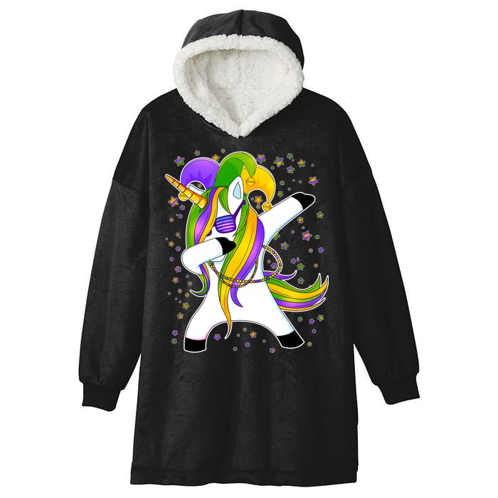 Mardi Gras Dabbing Unicorn Hooded Wearable Blanket