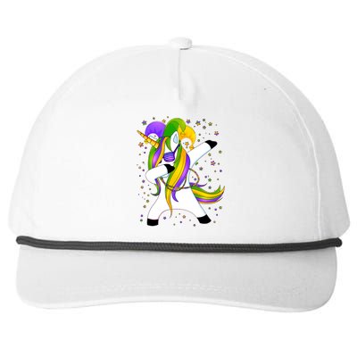 Mardi Gras Dabbing Unicorn Snapback Five-Panel Rope Hat