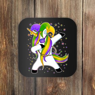 Mardi Gras Dabbing Unicorn Coaster