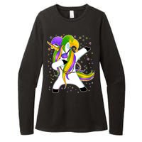 Mardi Gras Dabbing Unicorn Womens CVC Long Sleeve Shirt