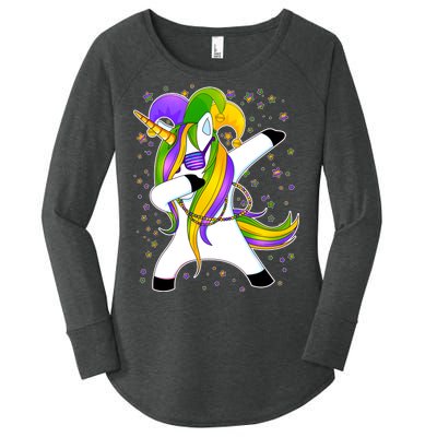 Mardi Gras Dabbing Unicorn Women's Perfect Tri Tunic Long Sleeve Shirt