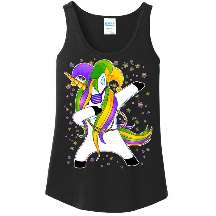 Mardi Gras Dabbing Unicorn Ladies Essential Tank