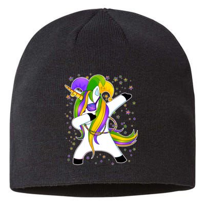 Mardi Gras Dabbing Unicorn Sustainable Beanie