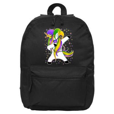 Mardi Gras Dabbing Unicorn 16 in Basic Backpack