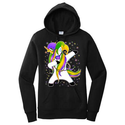 Mardi Gras Dabbing Unicorn Women's Pullover Hoodie