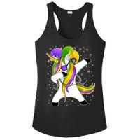 Mardi Gras Dabbing Unicorn Ladies PosiCharge Competitor Racerback Tank