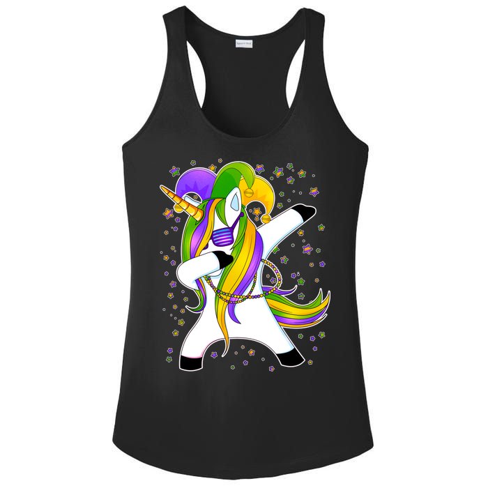 Mardi Gras Dabbing Unicorn Ladies PosiCharge Competitor Racerback Tank