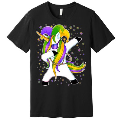 Mardi Gras Dabbing Unicorn Premium T-Shirt