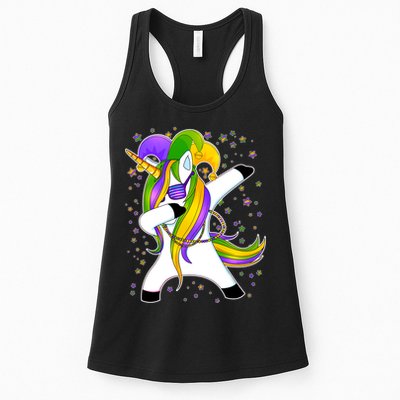 Mardi Gras Dabbing Unicorn Womens Tank Top