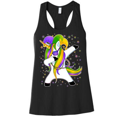 Mardi Gras Dabbing Unicorn Women's Racerback Tank