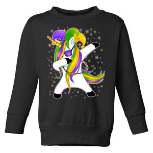 Mardi Gras Dabbing Unicorn Toddler Sweatshirt