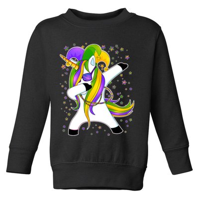 Mardi Gras Dabbing Unicorn Toddler Sweatshirt