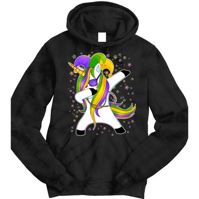 Mardi Gras Dabbing Unicorn Tie Dye Hoodie