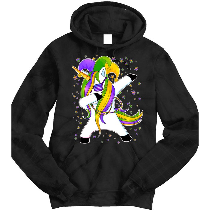 Mardi Gras Dabbing Unicorn Tie Dye Hoodie