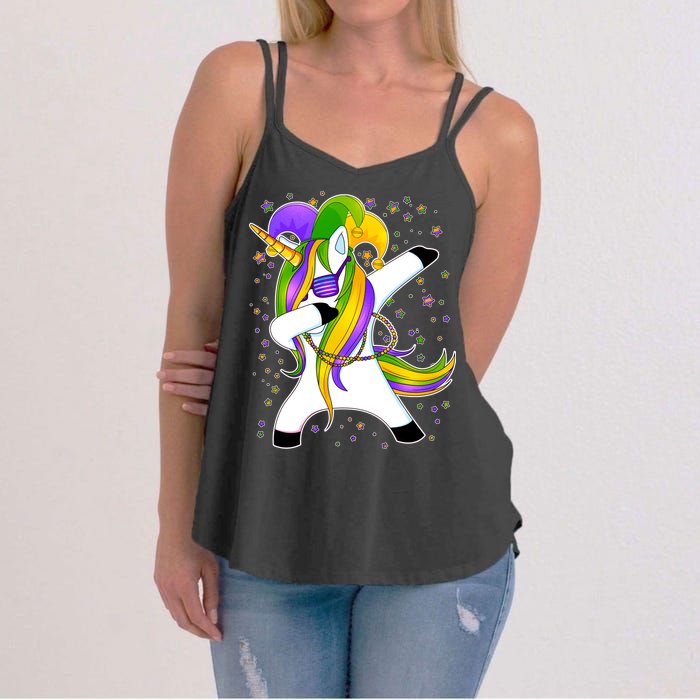 Mardi Gras Dabbing Unicorn Women's Strappy Tank